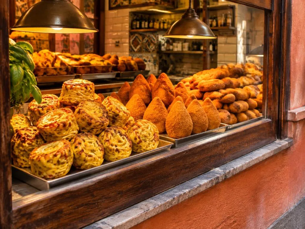 Il banco di una friggitoria del centro storico di Napoli